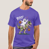 Boe! Schattigee Ghost Riding Mummy T-Rex Halloween T-shirt (Voorkant)