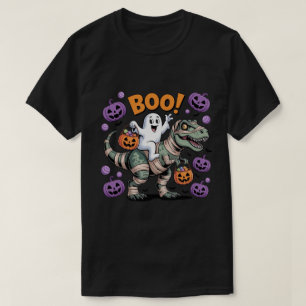Boe! Schattigee Ghost Riding Mummy T-Rex met pompo T-shirt