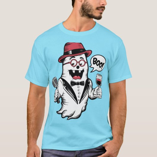 Boe! Schattigee Halloween Spooky T Shirt Design (Voorkant)