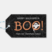 BOE! Schattigee Spook Halloween Spiderwebs Party F Cadeaulabel (Achterkant Horizontaal)