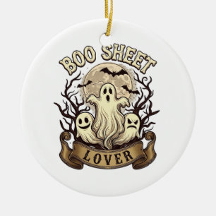Boe Sheet Geliefde Halloween Geesten Maan Vleermui Keramisch Ornament