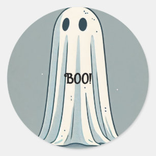 BOE! Sheet Ghost  Green Halloween Ronde Sticker