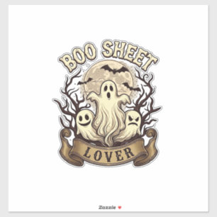 Boe Sheet Liefhebber Halloween Geesten Maan Vleerm Sticker
