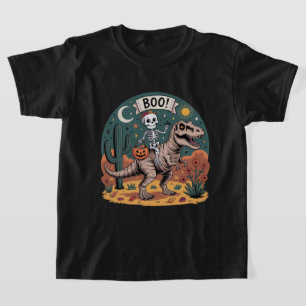 Boe! Skelet rijdt op dinosaurus met snoepjes T-shirt