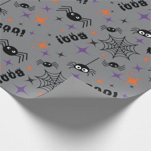 Boe! Spider Cobweb Spooky Naadloos inpakpapier (Hoek)