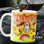 Boe! Spooky 3D Effect Geel Sinaasappel Rainbow Gho Koffiemok