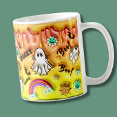 Boe! Spooky 3D Effect Geel Sinaasappel Rainbow Gho Koffiemok