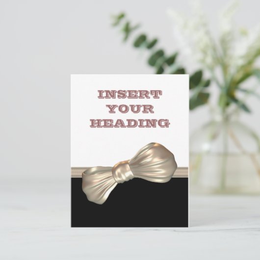 Boe stropdas zwarte witte crème kaart (Staand voorkant)