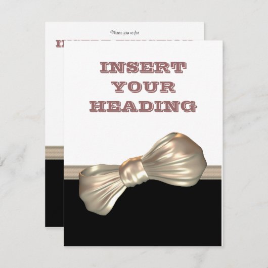 Boe stropdas zwarte witte crème kaart (Voorkant / Achterkant)