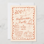 Boe! Trendy Hand getekend Sketchy Halloween Party Kaart (Voorkant)