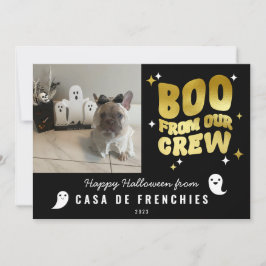 Boe uit crew | Moderne Retro Halloween-foto Goud Feestdagenkaart