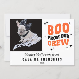 Boe uit crew | Moderne Retro Halloween-foto wit Feestdagenkaart