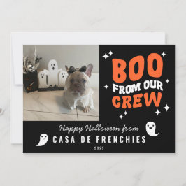 Boe uit crew | Moderne Retro Halloween-foto Zwart Feestdagenkaart