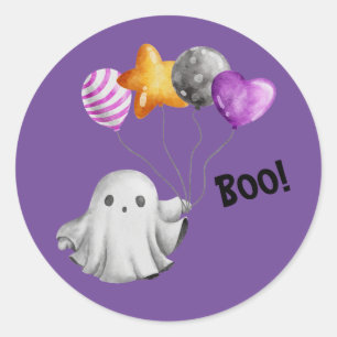 Boe!  Whimsische Geest Met Ballonnen Ronde Sticker