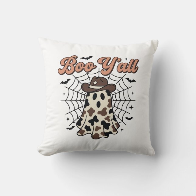 Boe Y'all Westerse Geest Halloween Ontwerp Kussen (Voorkant)