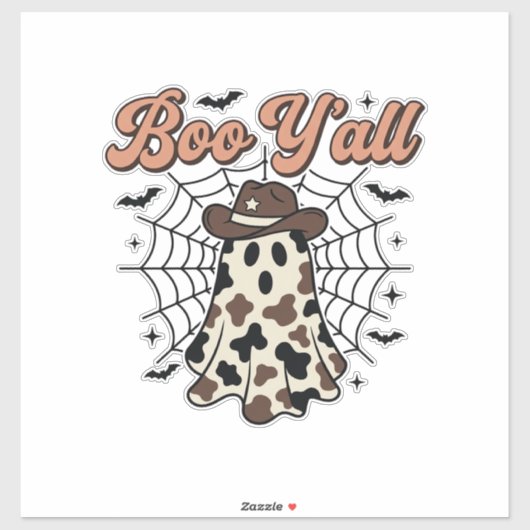 Boe Y'all Westerse Geest Halloween Ontwerp Sticker (Vel)