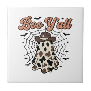 Boe Y'all Westerse Geest Halloween Ontwerp Tegeltje