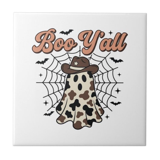 Boe Y'all Westerse Geest Halloween Ontwerp Tegeltje (Voorkant)