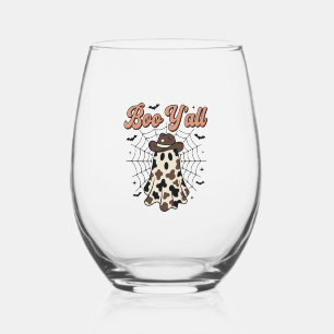 Boe Y'all Westerse Geest Halloween Ontwerp Wijnglas Zonder Voet