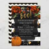 BOE! Zwart Wit Gestreepte Rozen & Pompoen Hallowee Kaart (Voorkant / Achterkant)