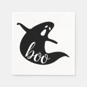 Boe. Zwart-wit schattig spook Halloween feest Servet (Voorkant)