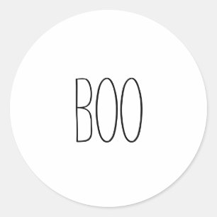 Boe zwart-wit spooky handgeschreven Halloween Ronde Sticker