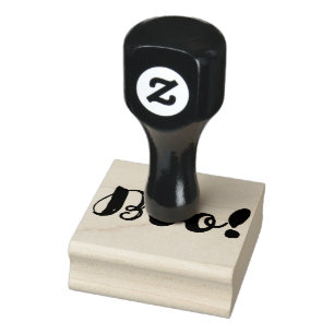 Boe! Zwarte Halloween-typografie Moderne lettertyp Rubberstempel