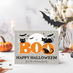 Boe zwarte katten en vleermuizen Fijne Halloween a Briefkaart