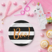 Boe! Zwarte streep Halloween papieren Borden Bordje (Feest)