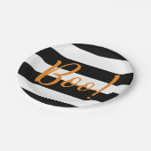 Boe! Zwarte streep Halloween papieren Borden Bordje (Gekanteld)