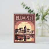 Boedapest art deco vintage briefkaart (Staand voorkant)