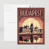 Boedapest art deco vintage briefkaart (Voorkant / Achterkant)