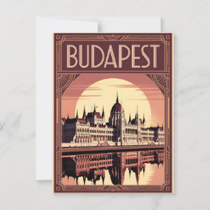 Boedapest art deco vintage briefkaart