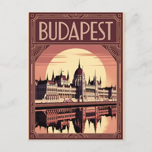 Boedapest art deco vintage briefkaart (Voorkant)