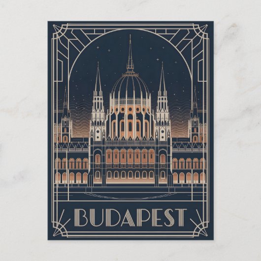 Boedapest art deco vintage briefkaart (Voorkant)