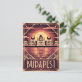 Boedapest art deco vintage briefkaart (Staand voorkant)