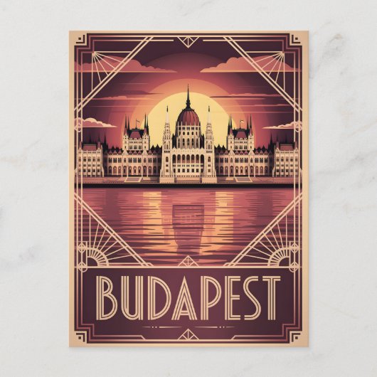 Boedapest art deco vintage briefkaart (Voorkant)