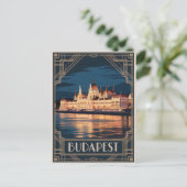 Boedapest art deco vintage briefkaart (Staand voorkant)