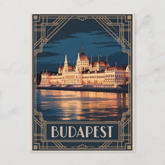Boedapest art deco vintage briefkaart (Voorkant)