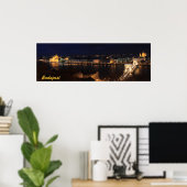 Boedapest, banken van de Donau 's nachts Poster (Thuiskantoor)