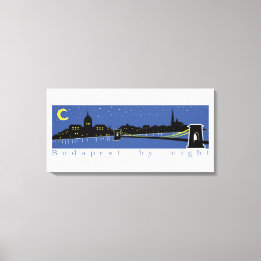 Boedapest bij Nacht, Hongarije, magyar Canvas Afdruk