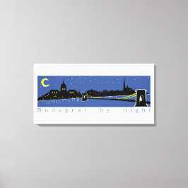 Boedapest bij Nacht, Hongarije, magyar Canvas Afdruk