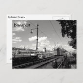 Boedapest Briefkaart. Tram, chain Bridge en Donau Briefkaart (Voorkant / Achterkant)