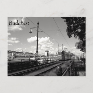 Boedapest Briefkaart. Tram, chain Bridge en Donau Briefkaart