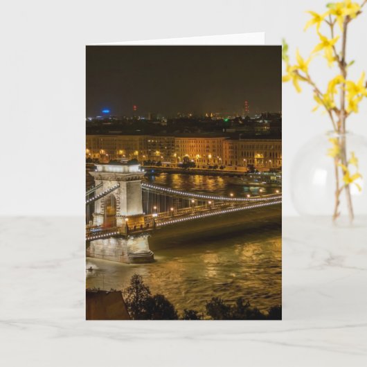 Boedapest chain Bridge bij nacht Kaart (Gele Bloem)
