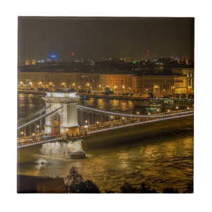 Boedapest chain Bridge bij nacht Tegeltje