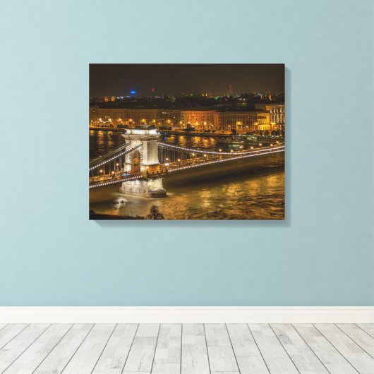 Boedapest Chain Bridge Canvas Afdruk (Insitu (Houten vloer))