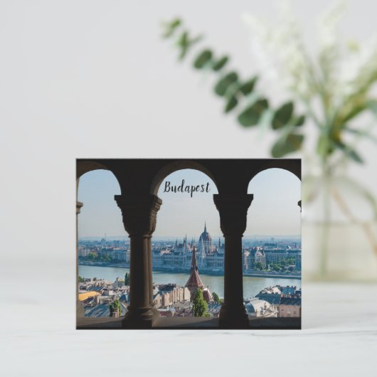 Boedapest en hongaars parlement briefkaart (Staand voorkant)