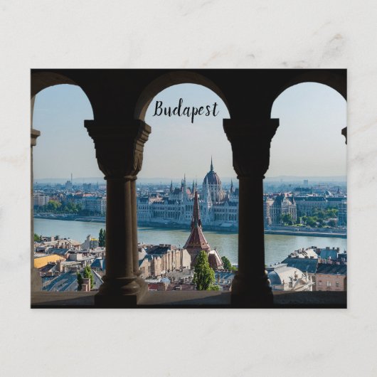 Boedapest en hongaars parlement briefkaart (Voorkant)