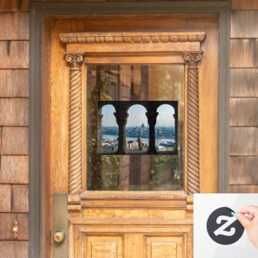 Boedapest en hongaars parlement raamsticker (Huis Deur)